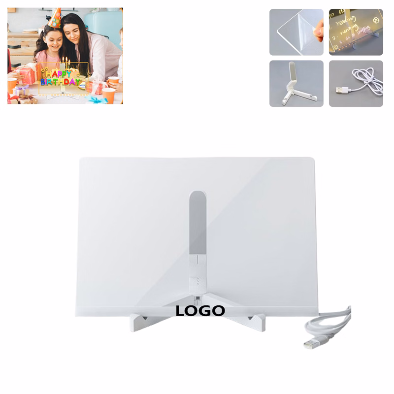 Clear Desktop Acrylic Whiteboard With Light Up Stand