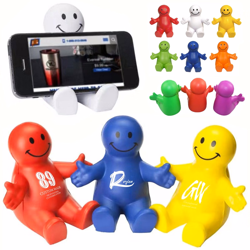 Squeezable Smile Face Guy Phone Holders
