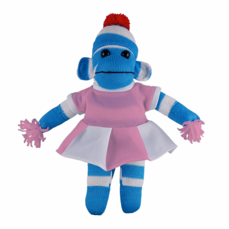 Blue Sock Monkey (Plush) with Cheerleader Outfit