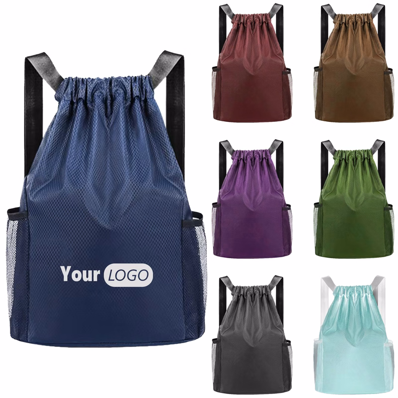 Oxford Solid Color Sports Drawstring Backpack