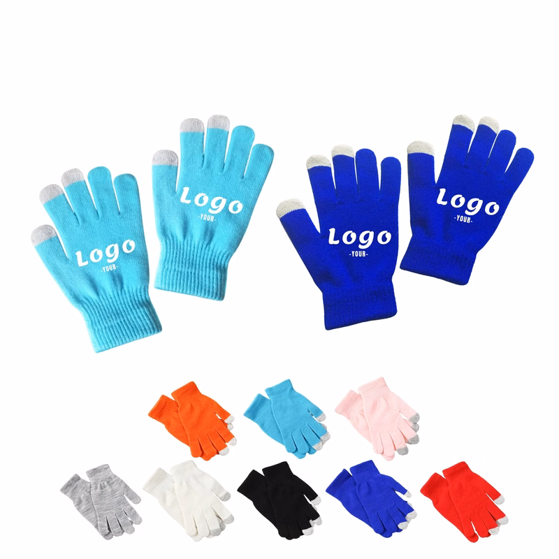Solid Acrylic Touch Screen Knit Gloves