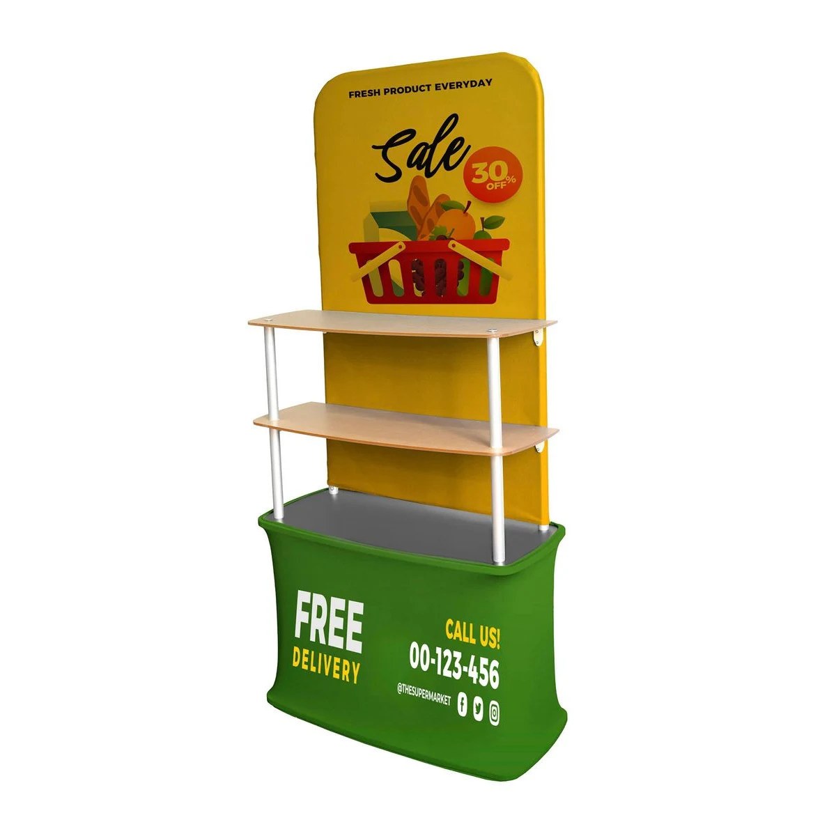 Straight Display w/3 Shelves- 36"w x 79"h - Two Side Imprint 1