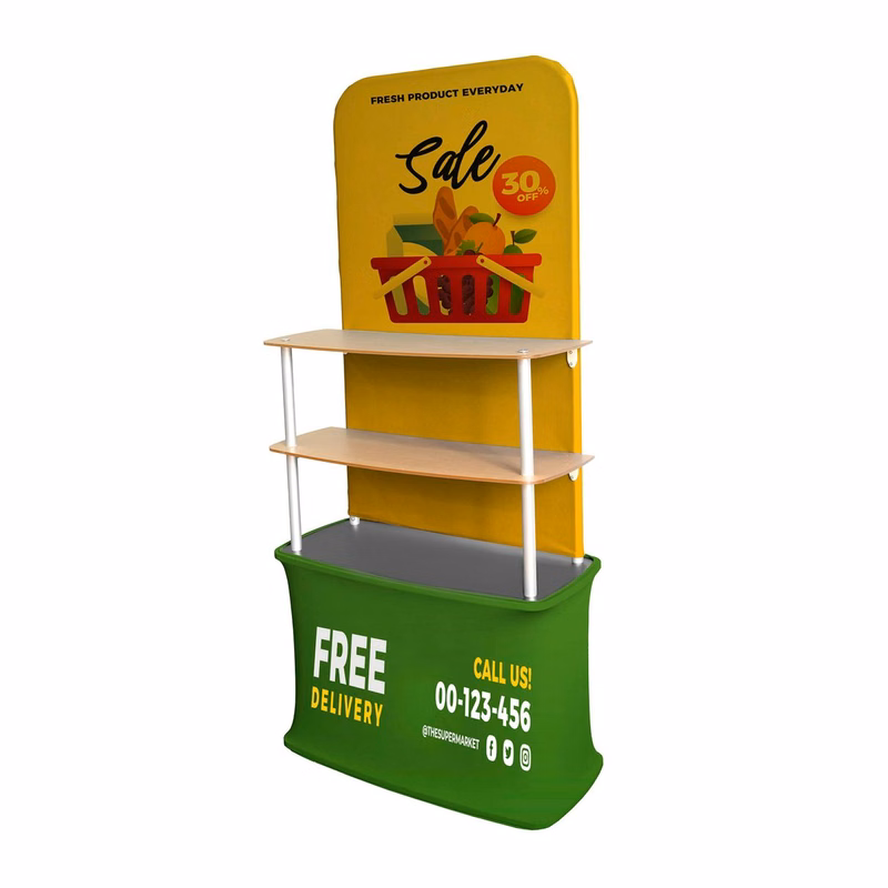 Straight Display w/3 Shelves- 36"w x 79"h - Two Side Imprint