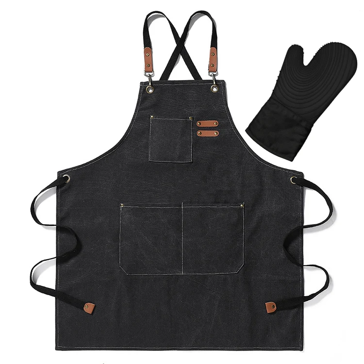 Premium Gift Set - Canvas Apron & Silicone Oven Mitt 1