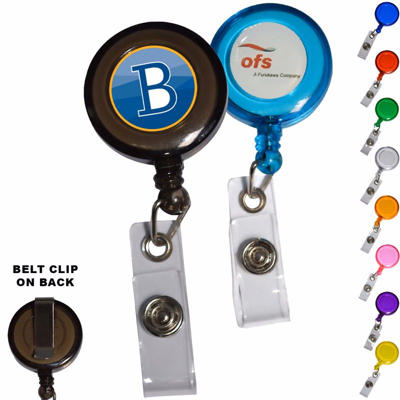 Round Badge Reel Holder Transparent w/ Paper