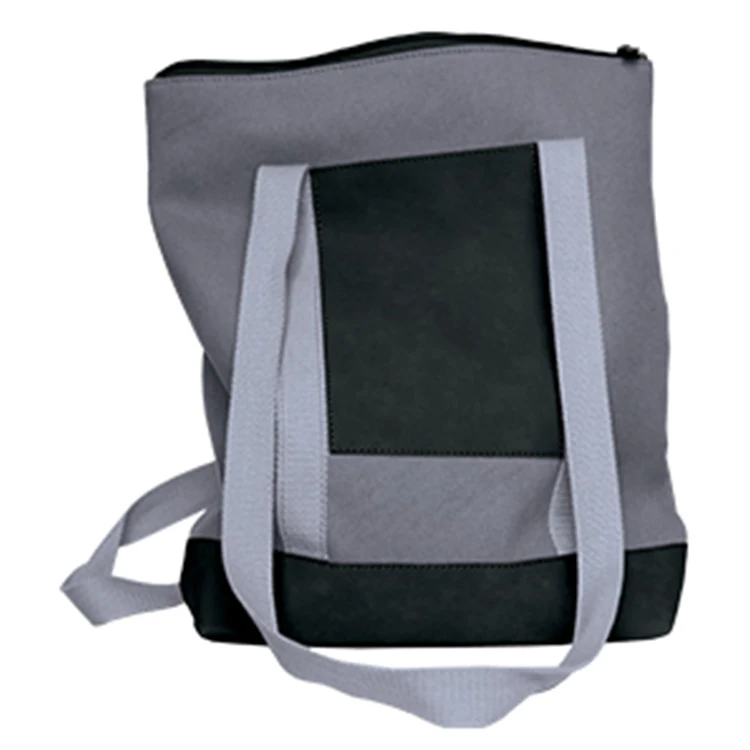 Two-Color Canvas and Leatherette Tote Bag, custom tote bag with logo imprint 1