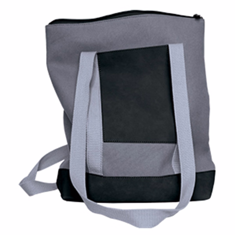 Two-Color Canvas and Leatherette Tote Bag