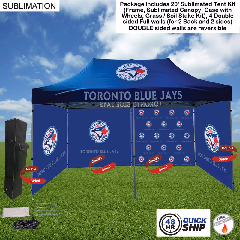 48Hr Quick Ship -Full Privacy Tent Package 1, 20' Tent, 4 Double sided Full walls (back and 2 sides)