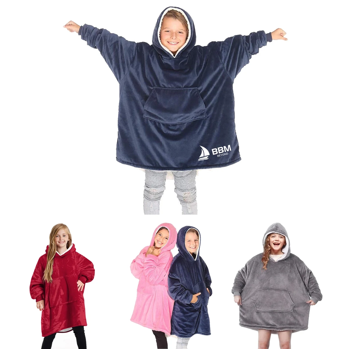 Kids Wearable Oversized Hoodie Sweatshirt Blanket 1