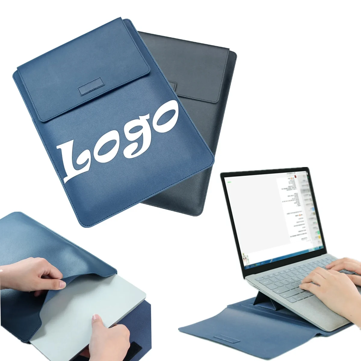 Leather Laptop Sleeve with Stand 1