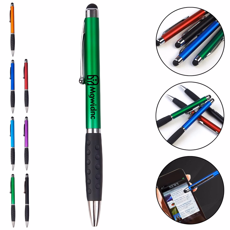 Multi-Function Stylus Ballpoint Pen - Plastic Touch Screen Pen with Smooth Writing