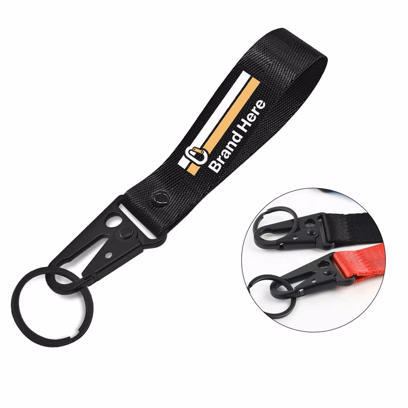 Durable Polyester Strap & Carabiner Keychain