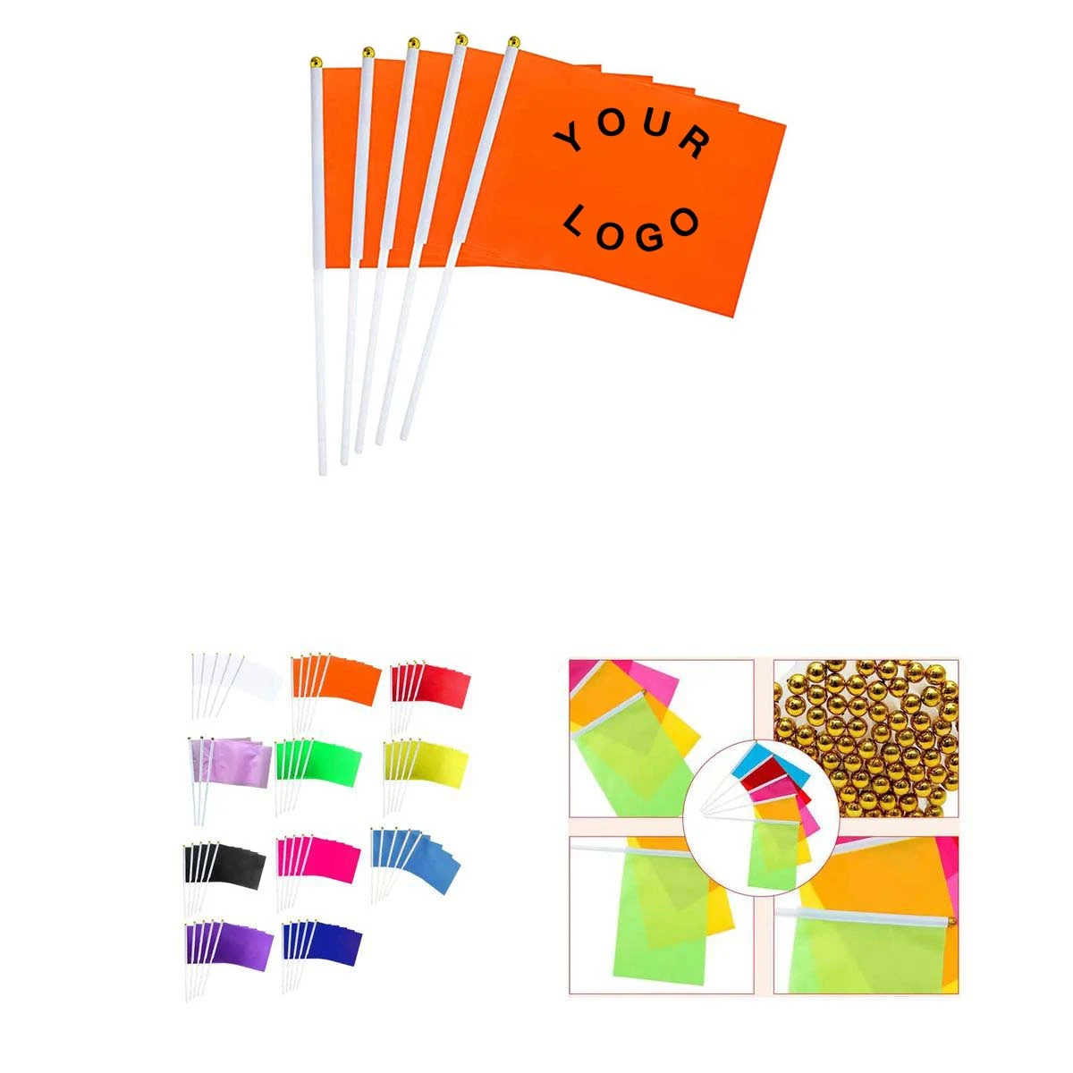 Handheld Flag with Stick and Gold Tip 1