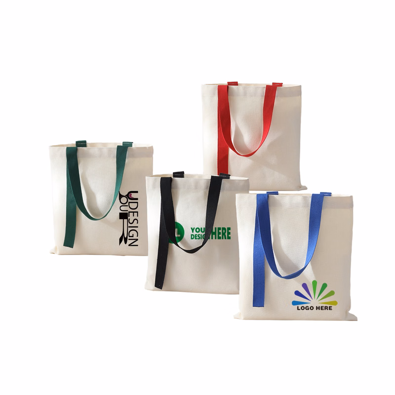 Canvas Tote Bag with Decorative Ribbons