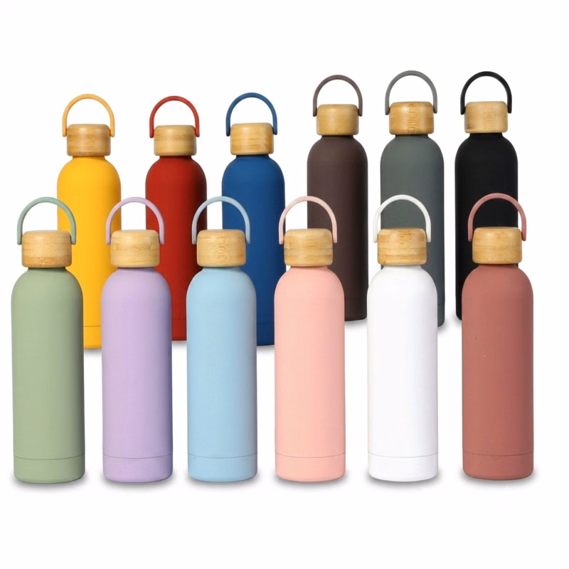 17oz Stainless Steel Sports Bottle W/ Bamboo Lid