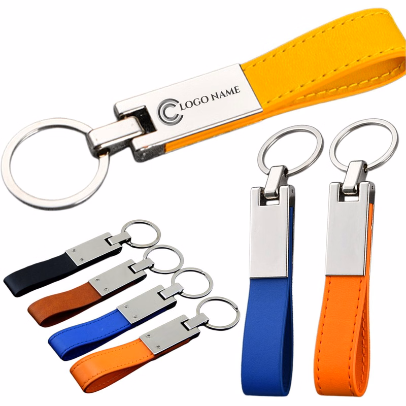 Leather Keychain w/ Metal Plate