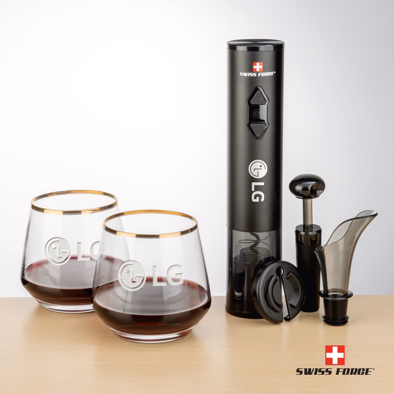 Swiss Force® Opener Set & Tucson Gold Rim Stemless Wine