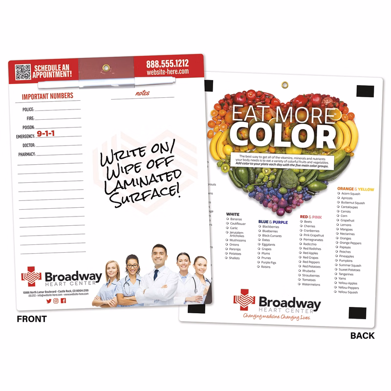 Healthcare Memo Board - 8.5x11 Laminated - 14 pt.