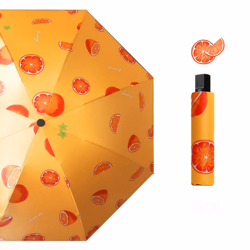 Custom 8-Rib Manual Fruit Print UV Protection Folding Umbrella