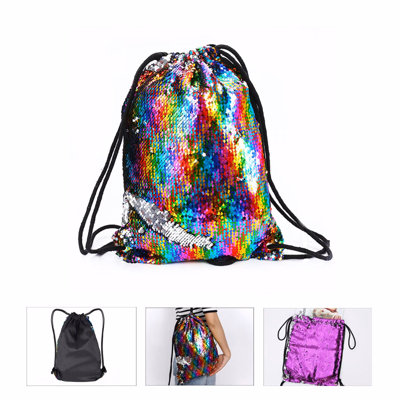 Sequin Drawstring Storage Backpack