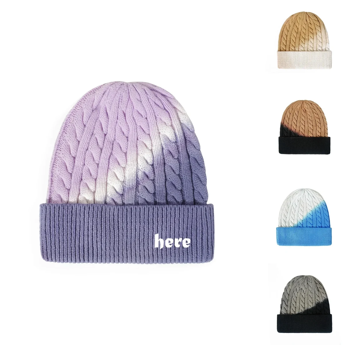 Warm Soft Two-Tone Ombre Beanie Knit Winter Hat 1