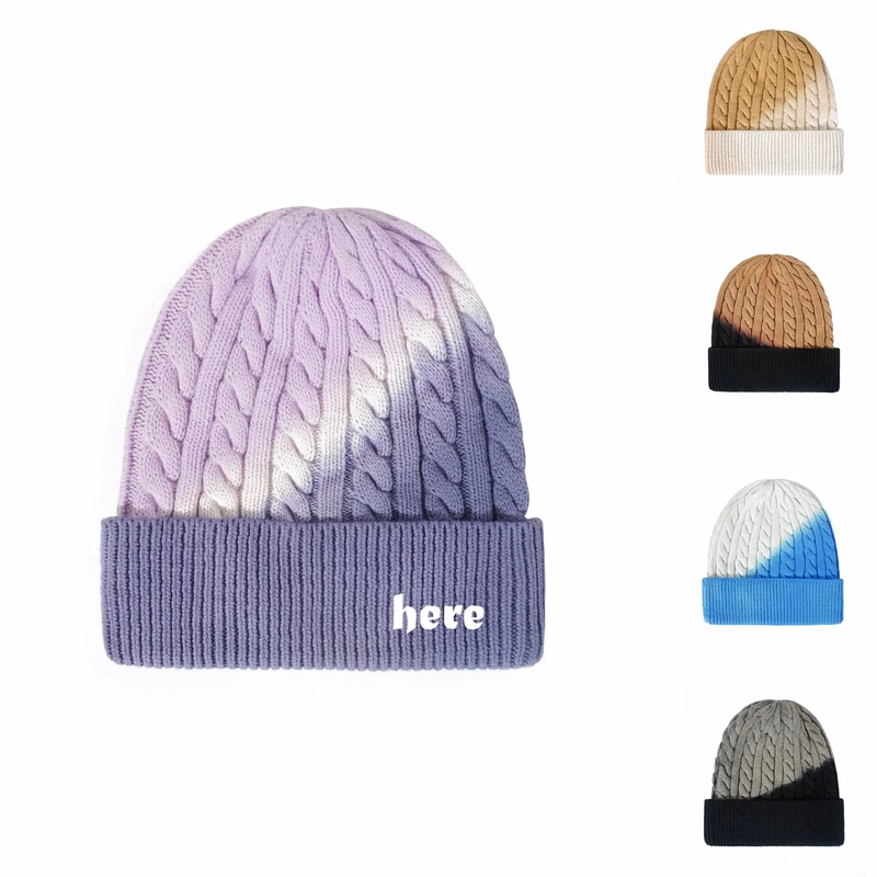 Warm Soft Two-Tone Ombre Beanie Knit Winter Hat