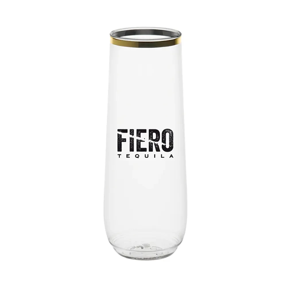 9oz. Flute Gold Rim 1