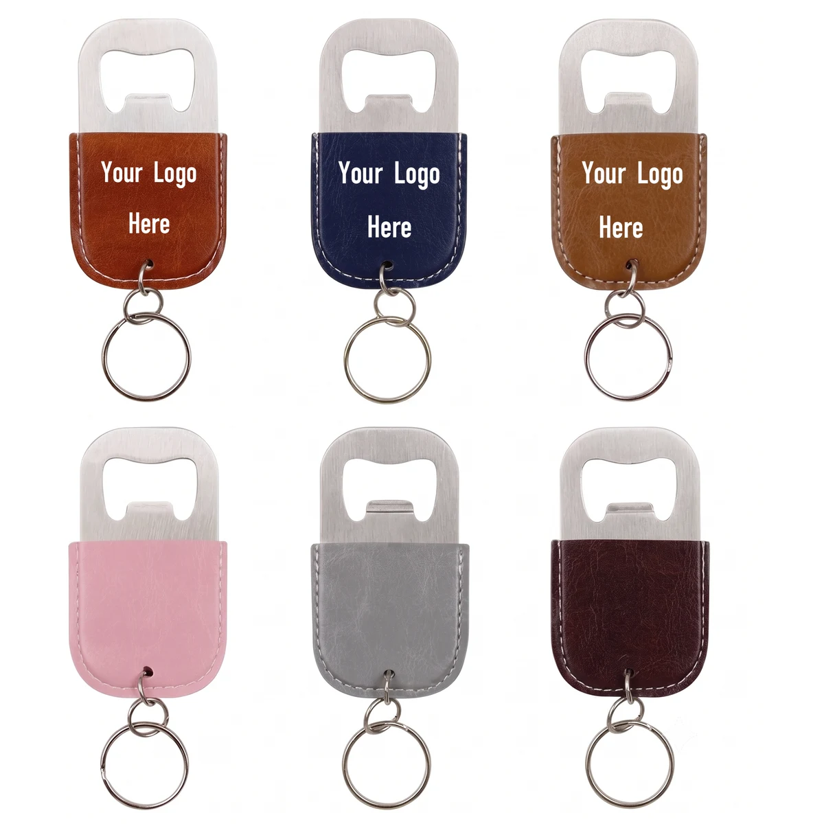 Stainless Steel Bottle Opener Creative PU Leather Keychain 1