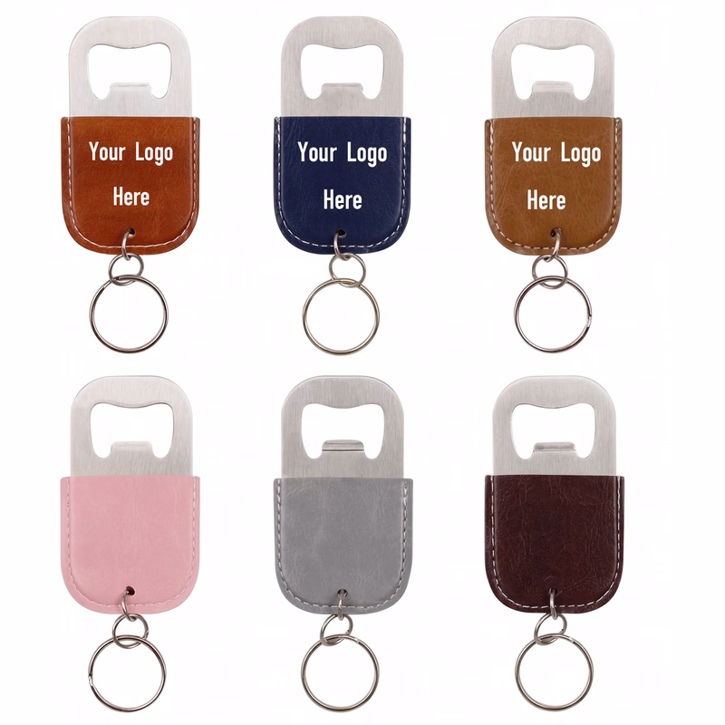 Stainless Steel Bottle Opener Creative PU Leather Keychain