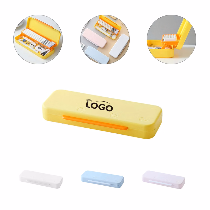 Durable Plastic Dual Layer Pencil Case