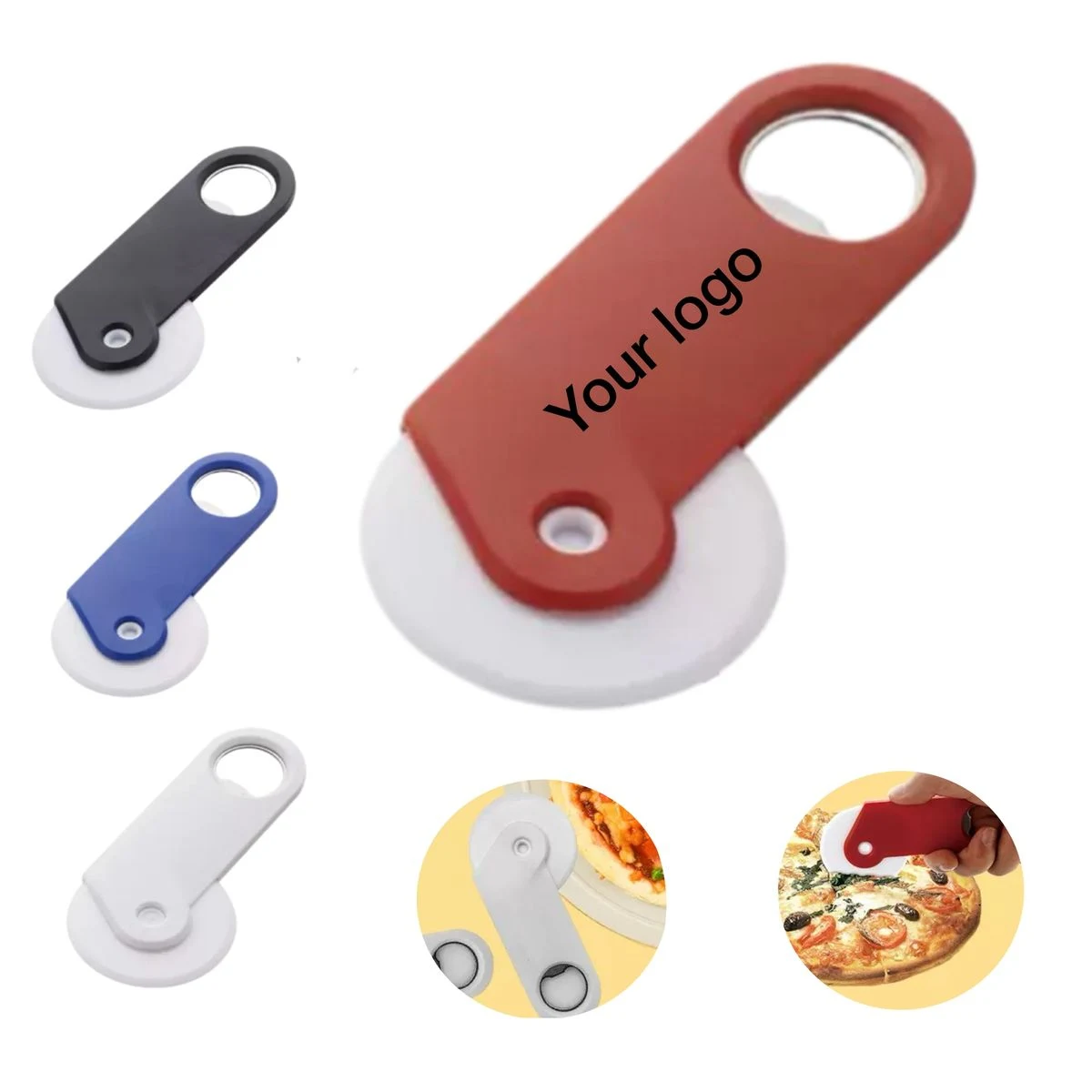 Multicolor Plastic Pizza Cutter Wheel With Bottle Opener 1