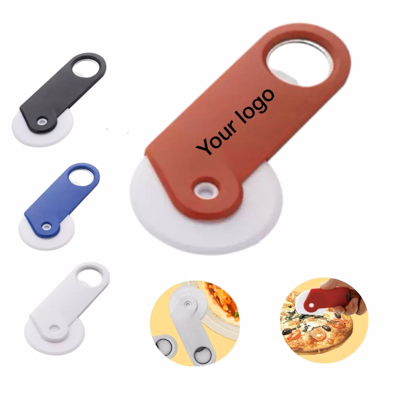 Multicolor Plastic Pizza Cutter Wheel With Bottle Opener