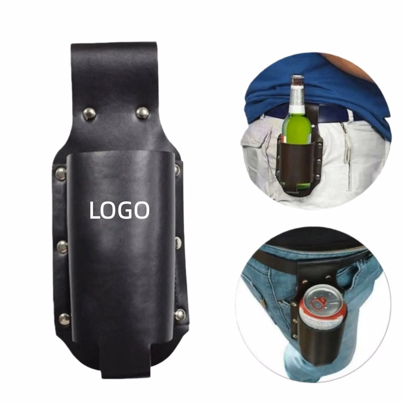 Leather Bottle Holster Beer Can Holder With Belt Clip