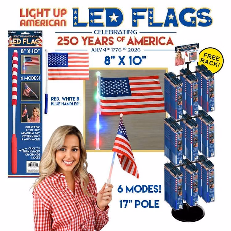 LED Light-Up American Flags- 8" x 10"