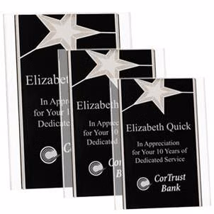 Acrylic Star Plaque black/silver 8x10"