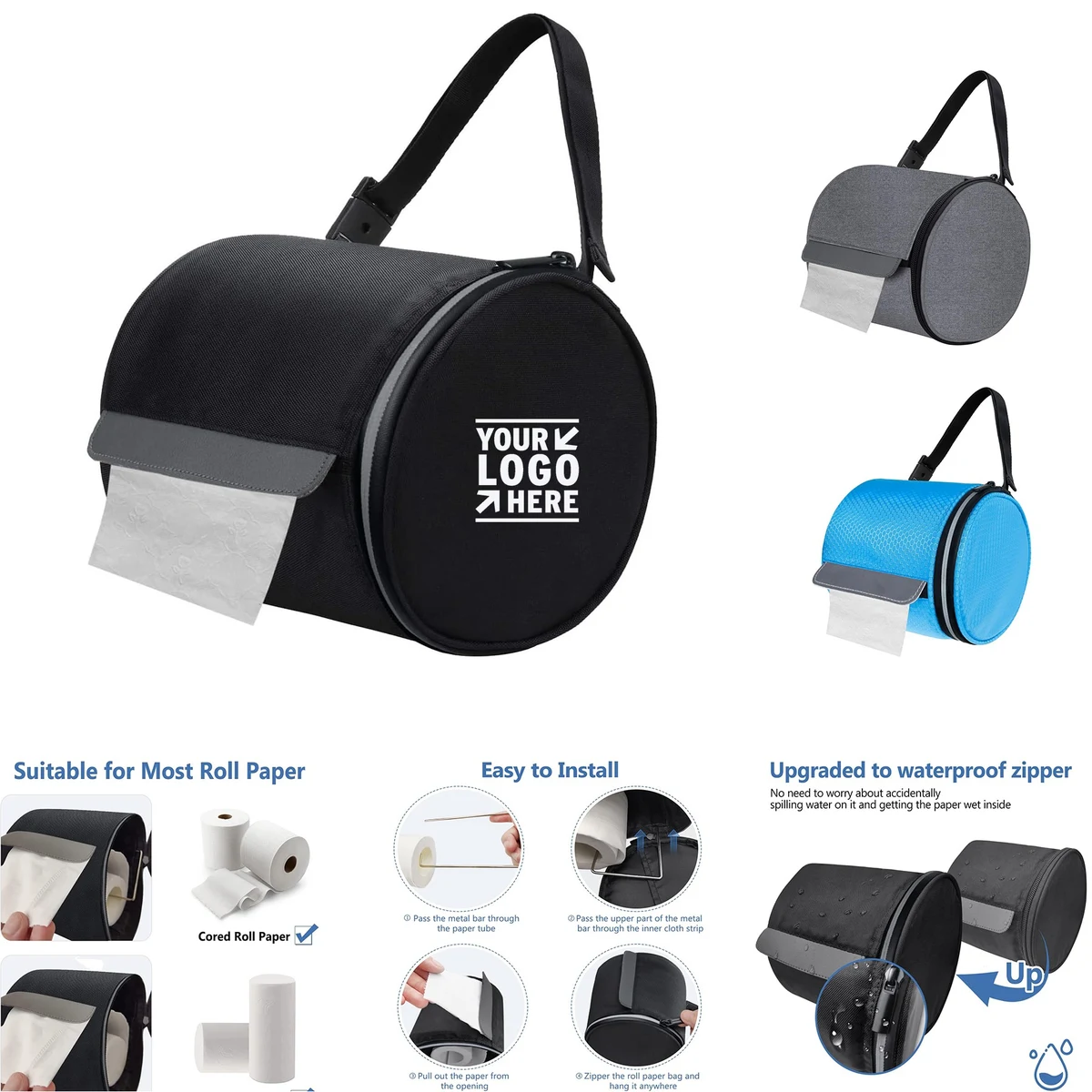 Hanging Toilet Paper Holder Waterproof Tissue Holder Portable Adjustable Foldable Roll Storage Bag 1