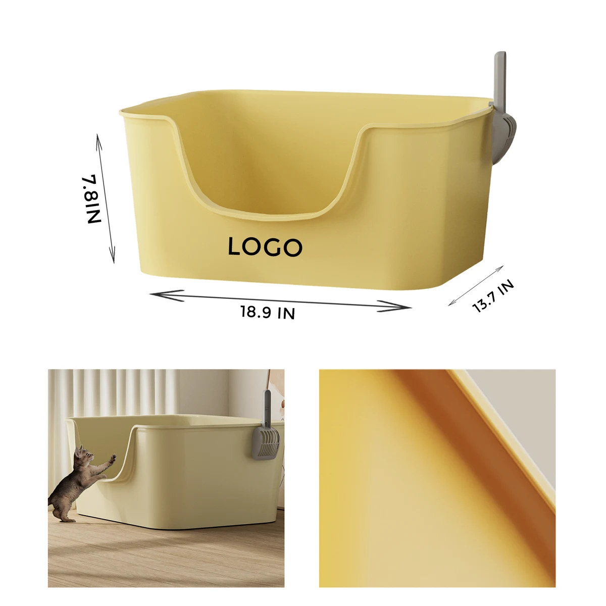 MOQ 10 PCS Versatile Plastic Open Cat Litter Box 1