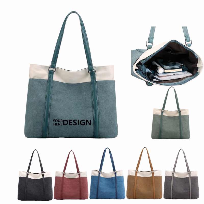 Vintage-Inspired 16oz Canvas Dual-Tone Handbag
