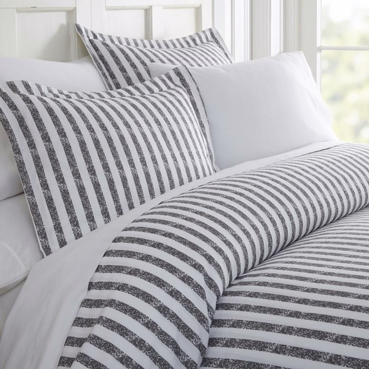 Duvet Cover Sets - Gray Stripe Twin 2 Piece