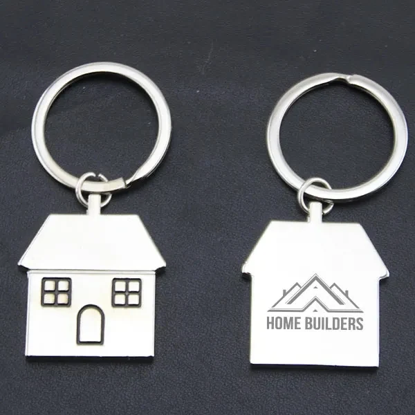 Metal House Shaped Real Estate Keychain 1