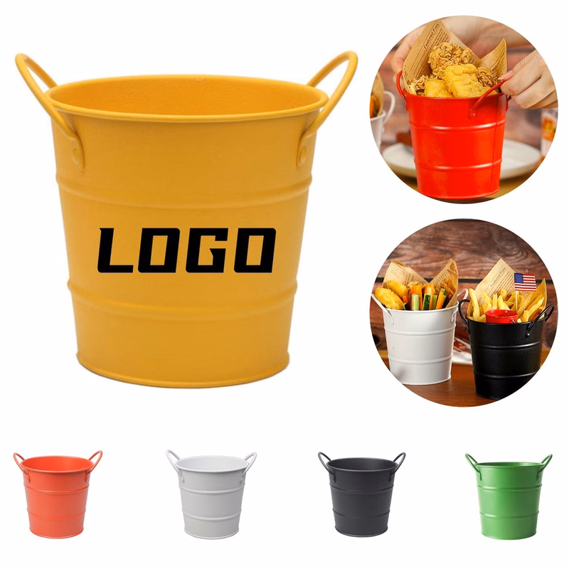 Mini Metal Pail with Double Handles for Food & Ice