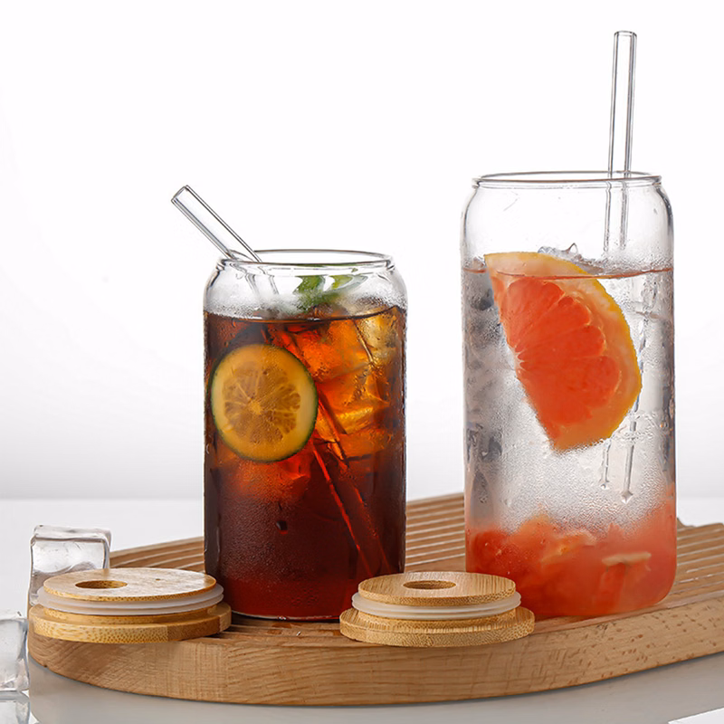 Reusable Glass Tumbler with Straw