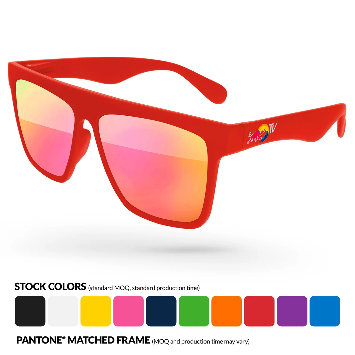 Laser Mirror Promotional Sunglasses w/ Full-color Temple Imprint 1