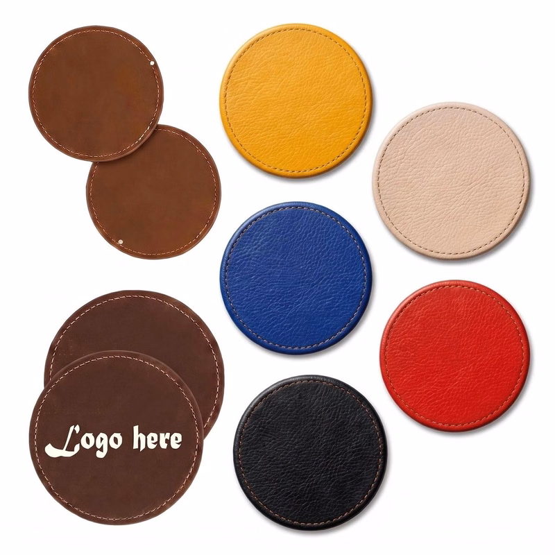 Custom Logo PU Leather Drink Coaster