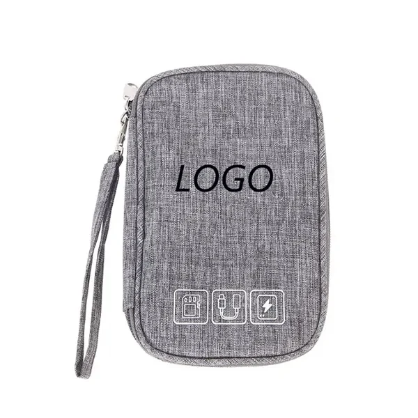 Custom Nylon Shockproof Cable Storage Organizer with Metal Zippers — Tech Promo 1