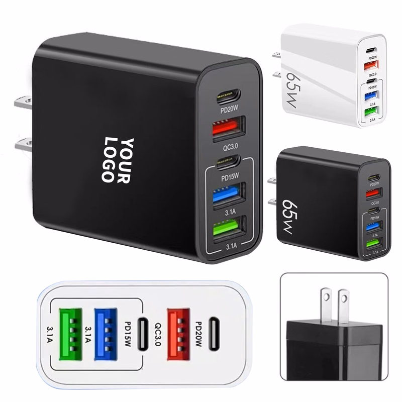 65W Five Port Wall Charger 3.07 x 2.16 x 1.1"