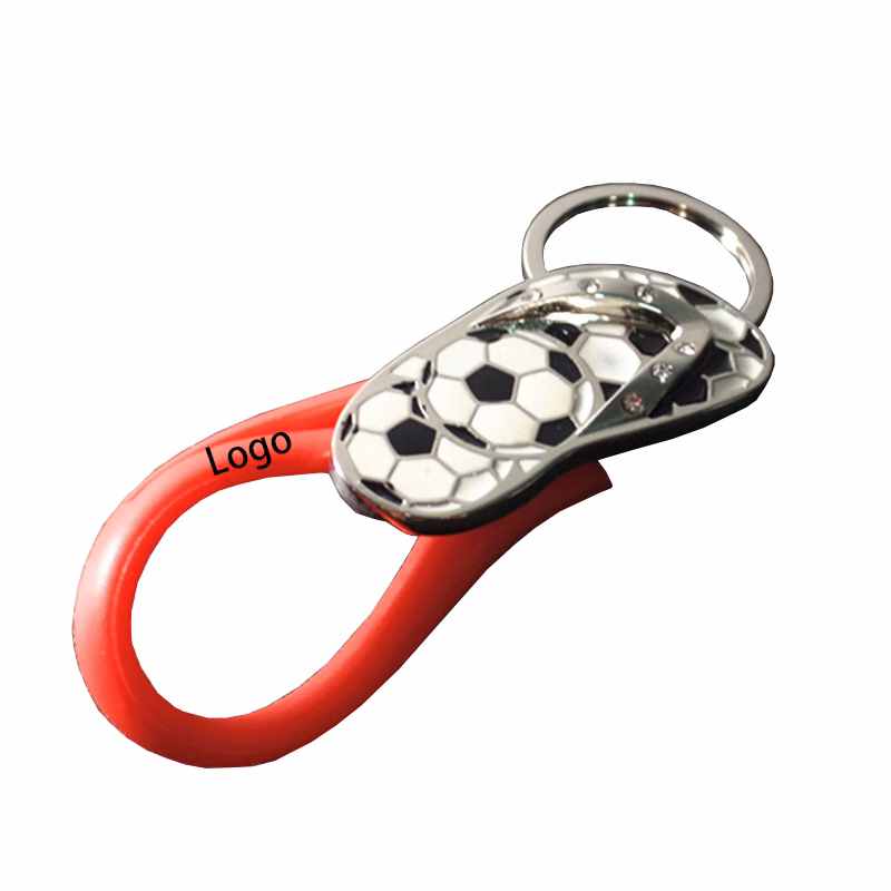 Creative Flip-flop Metal Key Ring with PVC Strap