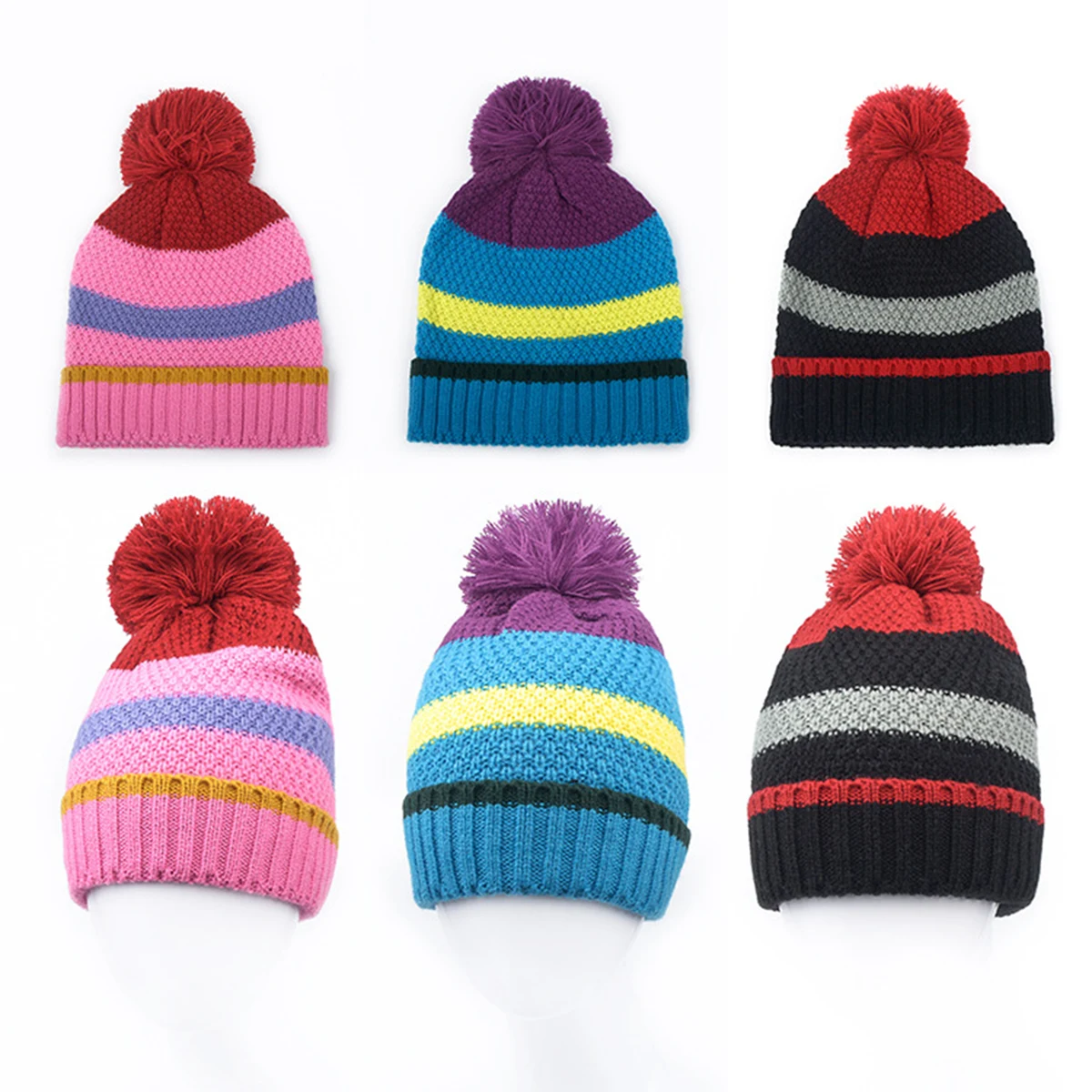Knit Stripe Pom Beanie 1