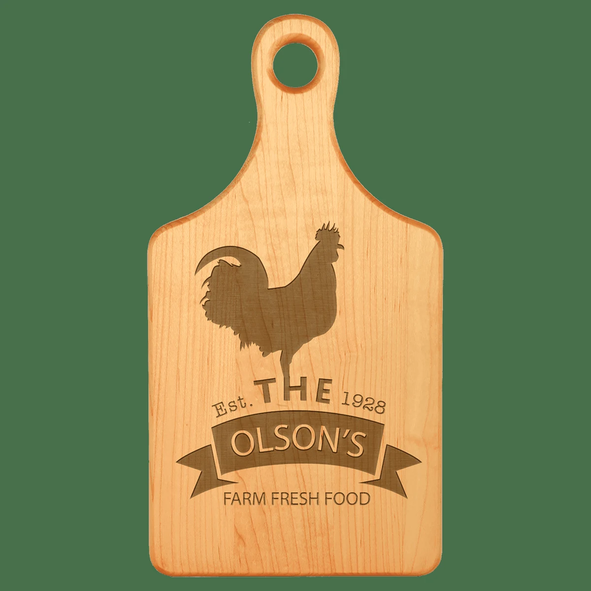 13 1/2" x 7" Light Brown Maple Paddle Shaped Cutting Board 1