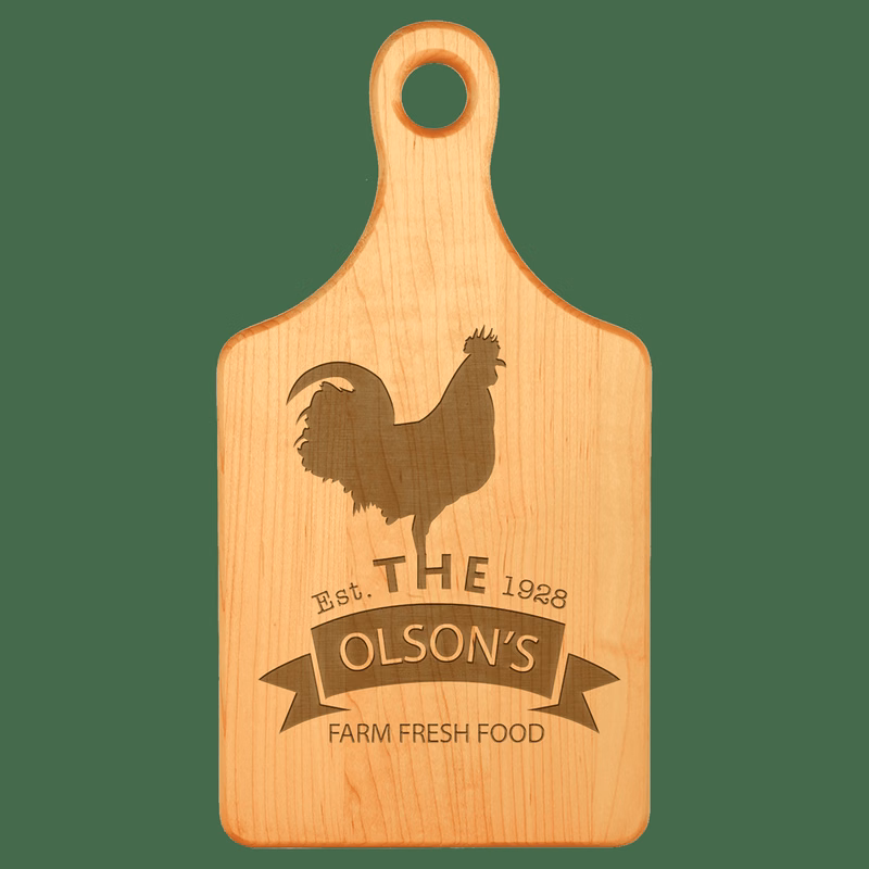 13 1/2" x 7" Light Brown Maple Paddle Shaped Cutting Board